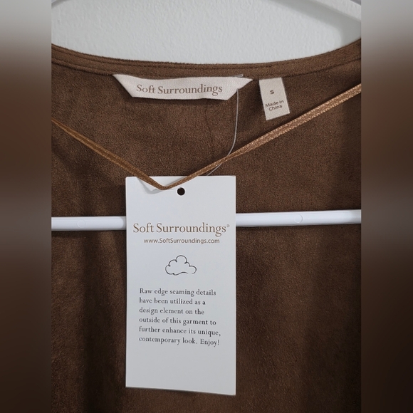 Soft Surroundings Brown Faux Suede Lightweight Jacket Size Small - Picture 4 of 5